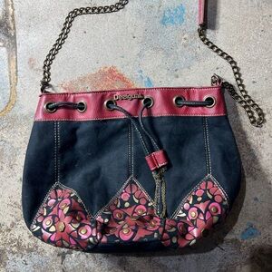 Desigual suede bag purse studs red leather